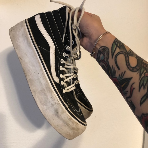 Vans Shoes - Platform Black and White Old Skool Vans